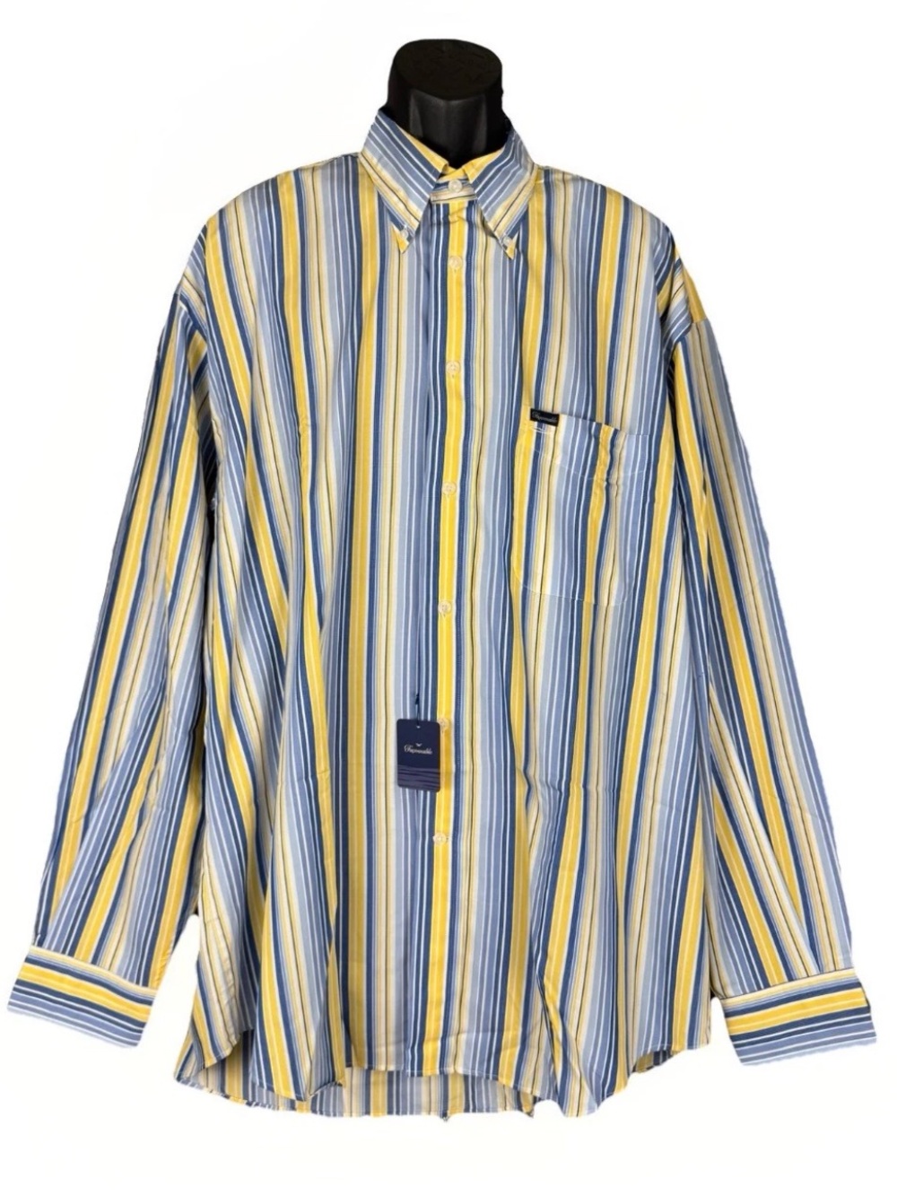 VTG Faconnable Made in USA Yellow Striped Shirt Mens 2XL NWI Luxury Cotton
